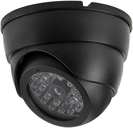 Indoor Outdoor Dummy Fake Imitate Waterproof Dome CCTV Camera Surveillance with LED Flashing Light for Home Security - Black