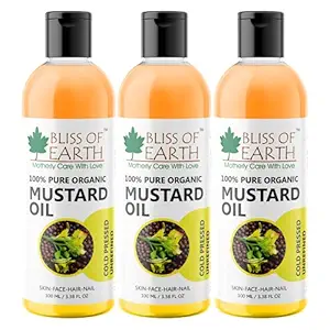 Bliss of Earth Organic Mustard Oil For Hair Growth & Baby Massage (3x100ML)