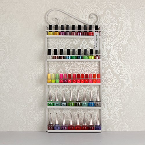 YUDA DIY Metall Nagellack montieren 5 Etagen Organizer Nagellack Wand Rack Display für 50 Flaschen Nagellack (weiß) - 7