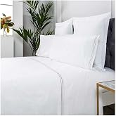 COTTON ARTean Bed Sheet Set 135 Percale Cotton 200 Thread Count White Gold | Includes 3 pieces: flat sheet, fitted sheet, 1 p