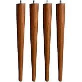 HAMADEX 41 Cm A&ccedil;ık Meşe Konik Ahşap Mobilya Ayağı (4 Adet) &ndash; Masa, Sandalye ve Sehpa İ&ccedil;in Tam Set | Bağlantı Aparatları