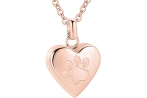 InfuMemo Pet Heart Cremation Jewelry For Ashes For Dog/Cat Paw Stainless Steel Memorial Locket Urn Necklace Paw Print Pet Heart Urn Necklace Memorial Keepsake Jewelry Ashes