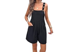 LIAOPUFUS Femme Salopettes Grand Pantalon Pendule Combinaison et Combishort à Bretelles Casual Couleur Unie Jumpsuit Pantalon Jupe Plissée avec Poches
