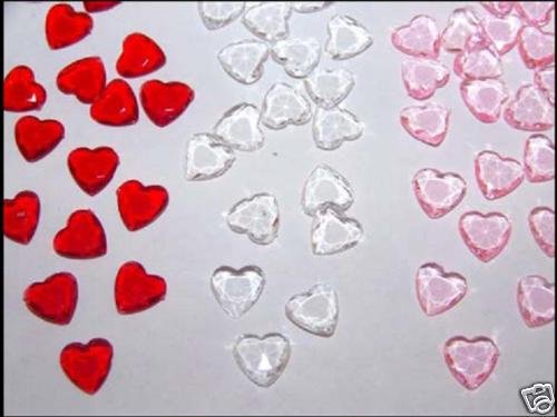 Flomans® - 400 rote Herzen - 12mm Acryl - Hochzeitsdeko Tischdeko Streudeko Verlobung Weihnachten Ostern Karneval Fasching