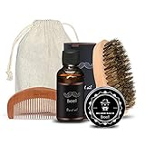Beard Care Kit, Breett Beard Oil Set Men Beard Comb Brush Beard Oil and Beard Balms for Beard Grooming Styling and Mustache Growth, Men's Gift Set
