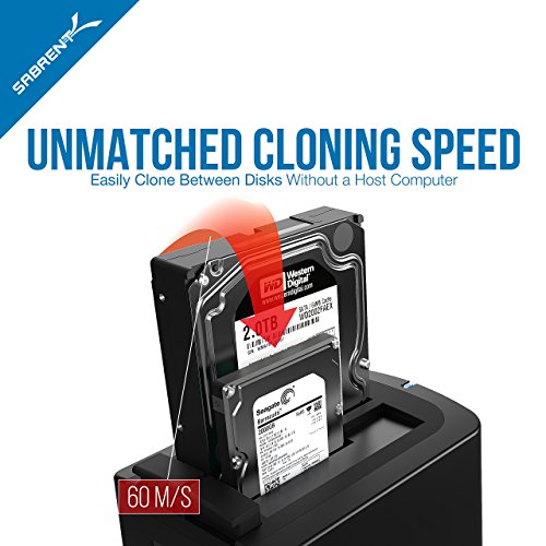 Sabrent USB 3.0 zu SATA Dual Bay External Hard Drive Docking Station für 2,5 oder 3,5 Zoll-Festplatte HDD, SSD mit Festplatten -Kopierer / Cloner Funktion [Unterstützt – 4 TB ] (EC-HDD2) - 5