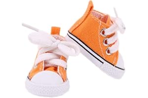 Aeromdale Puppenschuhe, Schnürschuhe, einfarbig, Leinen, 5 cm, für 32–34 cm, BJD-Puppe, Geschenke für Mädchen, Orange, 1 Paar