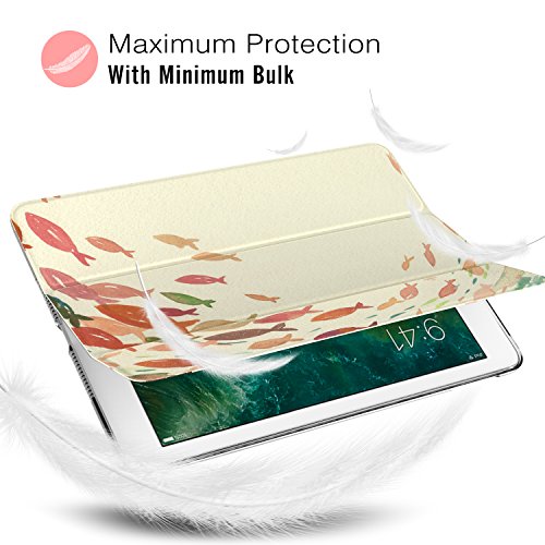 MoKo Hülle für Neu iPad 9.7 Zoll 2017 – PU Leder Tasche Schutzhülle Schale Smart Case mit Translucent Rücken Deckel, mit Auto Schlaf / Wach Funktion und Stanfunktion für New Apple iPad 9.7″ IOS 10 Retina Display Tablet, Fischschwarm - 8