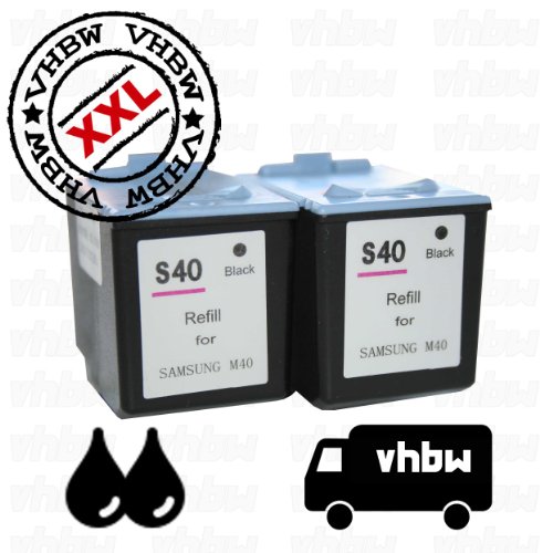 vhbw 2x Druckerpatrone Tintenpatrone schwarz für Samsung SF-330, SF-331, SF-335, SF-335T, SF-340, SF-345, SF-345TP, SF-360, SF-361, SF-365 wie INK-M40