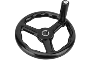 AIGEND Volantino del tornio - Volantino del tornio a 3 razze nero antiscivolo da 200 * 18 mm con impugnatura per macchina utensile