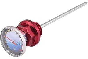 Keenso Motorrad Ölmessstab, Motocross Aluminiumlegierung Ölmessstab mit Thermometer (Rot)