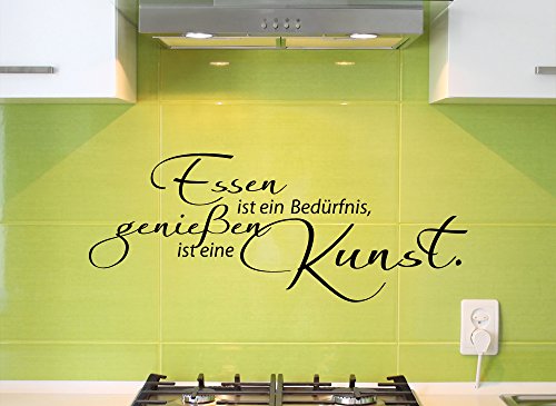 Grandora W328 Wandtattoo Spruch ‚Essen ist ein Bedürfnis…‘ Küche Esszimmer dunkelgrau 120 x 48 cm - 2