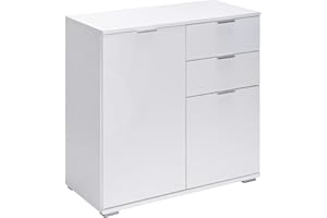 CASARIA® Alba Sideboard | 2 Drawers 2 Doors | 71x74x35cm | Bookcase | Bedroom Bathroom Living Room Kitchen Hallway Furniture Storage Unit | White Side Cabinet