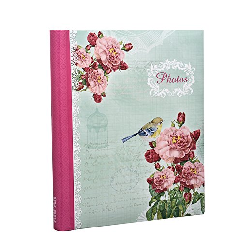 Arpan Fotoalbum, retro-Blumen- und Vogelmotiv, selbstklebend, groß, 20 Blatt, 40 Seiten