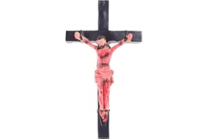 BEBIKR Crocifisso da parete in legno con crocifisso, decorazione per la casa