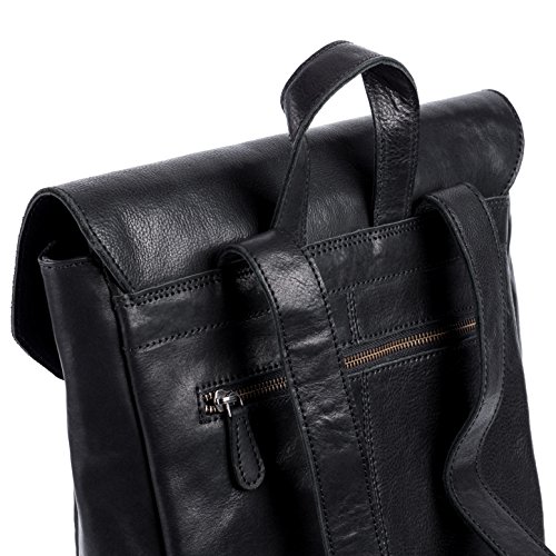 FEYNSINN Rucksack dünn PHOENIX – Lederrucksack fit für 14″, iPad – Backpack im Vintage-Look – echt Leder schwarz - 7