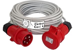 FABBRICA CAVI ELETTRICI ELETTRO CAVI K PROLUNGA ELETTRICA INDUSTRIALE TRIFASE 16A 10 METRI 3P+N+T IP54 380V 5 POLI CON CAVO FROR 5G2.5 MM² ASSORBIMENTO 8300 WATT FLESSIBILE PROFESSIONALE MADE IN ITALY