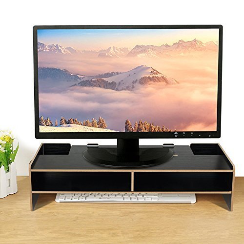 Desktop Monitor Stand Universal Desktop Monitor Ständer Wasserdichte und feuchtigkeitsbeständig Monitorständer für Desktop Schreibtisch – Monitor LCD TV Fernsehapparat Laptop Computer Schirm – Schwarz - 3