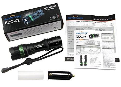 Sidiou Group Super Bright Cree T6 Led Flashlight Forch 900 Lumens 7W Zoomable Torch - 2
