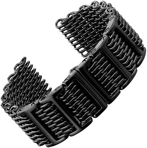 Geckota® Shark Mesh H Link Butterfly Stainless Steel Watch Strap IP Black 20mm