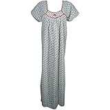 Indiatrendzs Women Cotton Nighty Floral Printed Nightwear Maxi Gown 46"