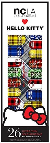 NCLA Los Angeles 26 Designer Nail Wraps - Hello Kitty Punk Plaid