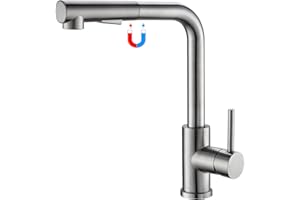 Tohlar Kitchen Taps Mixer with Pull Out Spray, 360° Swivel Mixer Tap with Magnetic Docking, Modern Stainless Steel Hot and Cold Single Lever Kitchen Sink Faucet with 2 Water Modes (Brushed Nickel)