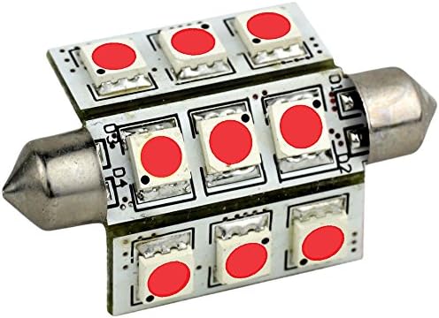 LUNASEA RED LED BULB 42MM FESTOON 9 LED 10-30V DC
