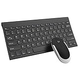 Jelly Comb Set di Tastiera e Mouse Wireless Ricaricabile, con Layout Tastiera QWERTY per il Regno Unito,Uultra Sottile, Silenzioso, Nero