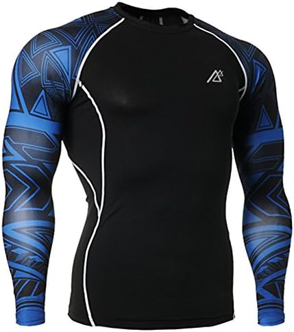 STEELEMENT Men's Compression Top Long Sleeve Athletic Tight Base Layer Cool Dry Shirt All Season for Runing Training(31-XL)