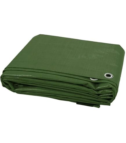 Green Mesh Tarpaulin With Eyelets + 6 Free Bungees - Waterproof Cover For Outdoor Use