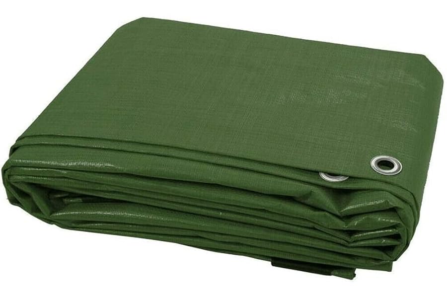 3 x 4 m Green Tarpaulin Waterproof Heavy Duty Tarp Sheet Cover, Groundsheet - Waterproof, Weatherproof, Frost-Resistant, UV Protection, Universal, Multipurpose, Reinforced Eyelets