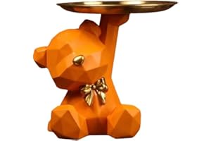XILENY Svuotatasche da Ingresso Design, Statua di Orso in Resina Vassoio Decorativo, Vassoio Portaoggetti, Vassoio Portachiavi Ingresso, Porta Caramelle da Tavolo,Decorazioni per la casa