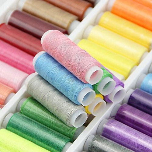 Nähgarne, 39 sortiert Farbe Polyester Durable Nähgarne für Hand und Maschine Nähen Quilting Naht mit 1 Box Nähnadeln - 3