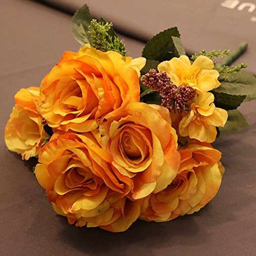 THWS Emulation flower rose silk cloth wedding home ,golden no vase