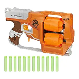 Nerf Zombie Strike FlipFury Toy Blaster with 2 Flipping Drums and 12 Official Nerf Zombie Strike Elite Darts ? For Kids, Teens, Adults