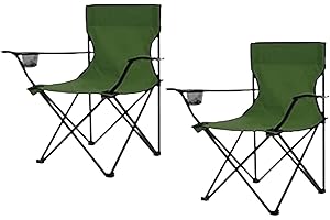 FINE GARDEN Folding Camping Chair - Lightweight Design with Cup Holder - Heavy Duty Camping Chair with Comfortable Design for Outdoor, Fishing, Picnics, and Travel Adventures (Green, Pack of 2)