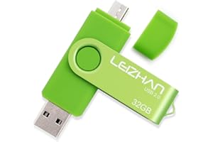 leizhan Clé USB 32Go USB 2.0 OTG 2 en 1 Flash Drive Mémoire Stick pour PC Ordinateur Portable Android Smartphone Tablette-Vert