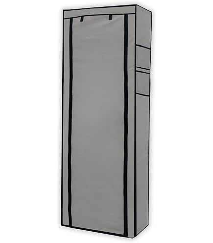 Intirilife inklapbare garderobekast 120x30x110 cm in ASH GREY - Met ritssluiting Linnenkast Schoenrek Dressoir met 12 vakken - Campinggarderobe Textielgarderobe