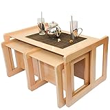 3 in 1 Multifunktionales Nest von drei Couchtischen oder Beistelltischen für Erwachsene oder ein Multifunktionales Kindermöbel Set bestehend aus einem Multifunktionalen Kindertisch oder Kindersitzbank und zwei Multifunktionellen Kinderstühlen, aus massivem Buchenholz Natur Lackiert