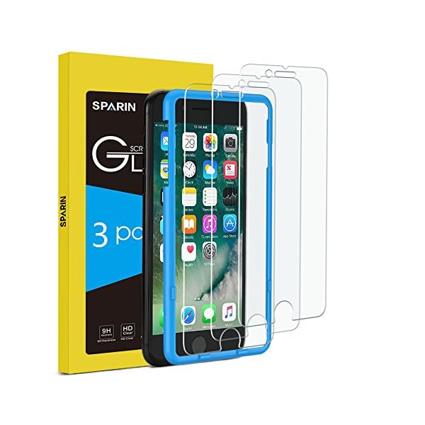SPARIN 3 Pack Protector de Pantalla Compatible con iPhone SE 2020, iPhone 8, iPhone 7 y iPhone 6s, Sin Cobertura Toda…