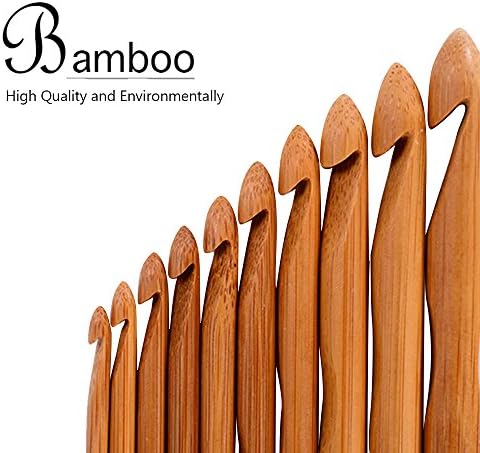 Vejaoo 12pcs Carbonized Bamboo Knitting Needles Single Pointed Crochet Hooks Set