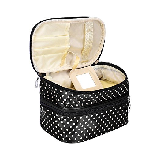 Preisvergleich Produktbild Tonsee Frauen Portable kosmetische Veranstalter Make-up Hardcase Zip Beutel(schwarz)