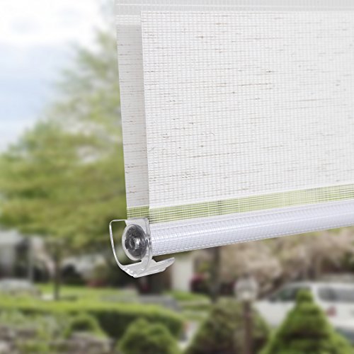 OBdeco Doppelrollo Klemmfix 80x150cm Flachs Duo Rollo ohne Bohren mit Klemmträgern Fensterrollo - 7