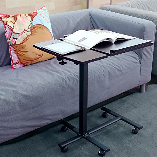 HOMFA Laptoptisch höhenverstellbar Notebooktisch Notebookständer Sofatisch Beistelltisch mit Rollen und Bremsen Braun - 6