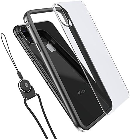 iPhone X Case, Anodized Aluminum Frame With Inner Silicone Cover Lightweight Shockproof Bumper Metal &amp; TPU Cover Case for iPhone X (Black)