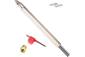 DIRTECH Carbide Tipped Woodturning Tool DT Carbide Wood Lathe Tool Detailer Made of Stainless Steel with 2pcs Diamond Carbide Cutter and T15 star tip wrenches and Copper Hoop