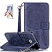 Produktbild ISENPENK Samsung Galaxy S6 Edge(2015)/G925F Flip Case,Original Flip Bookstyle Cover Wasserdicht Shockproof Anti Slip Protection Leather Case,Campanula Dual Print Muster Pattern Wallet Case mit Intern Karte Schlitz,Anti-Sturz Stoßfest Stoßdämpfend Triangle Hemming Wallet Tasche,Magnetic Closure Schutzhülle mit Standfunktion und Handy Gürtel für Samsung Galaxy S6 Edge(2015)/G925F 5.1Zoll-[lila]+Panzerglas Folie/Displayfoile/Displayschutzfolie