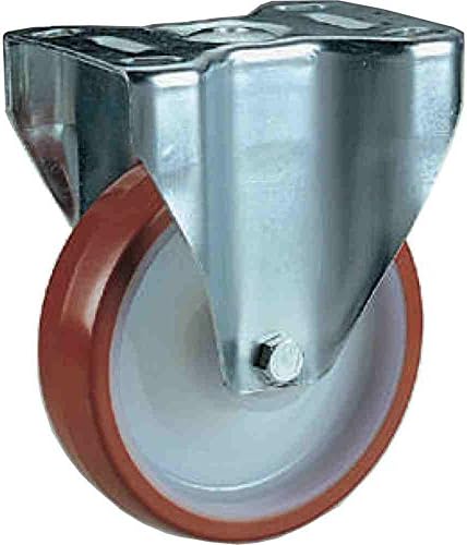 White Nylon Coated in Polyurethane Wheel With Fixed Mount Hub with Roller Bearing Wheels for Carts Industrial Sector, 150, 1