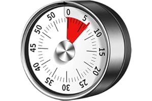 TBINTUL Youery minutnik kuchenny, magnetyczny minutnik wizualny ze stali nierdzewnej, 60-minutowe narzędzie do odmierzania czasu w kuchni z głośnym budzikiem, do nauki gotowania i pieczenia